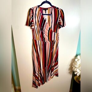 #516 LANE BRYANT Striped Asymmetrical Dress size 10/12 NWT